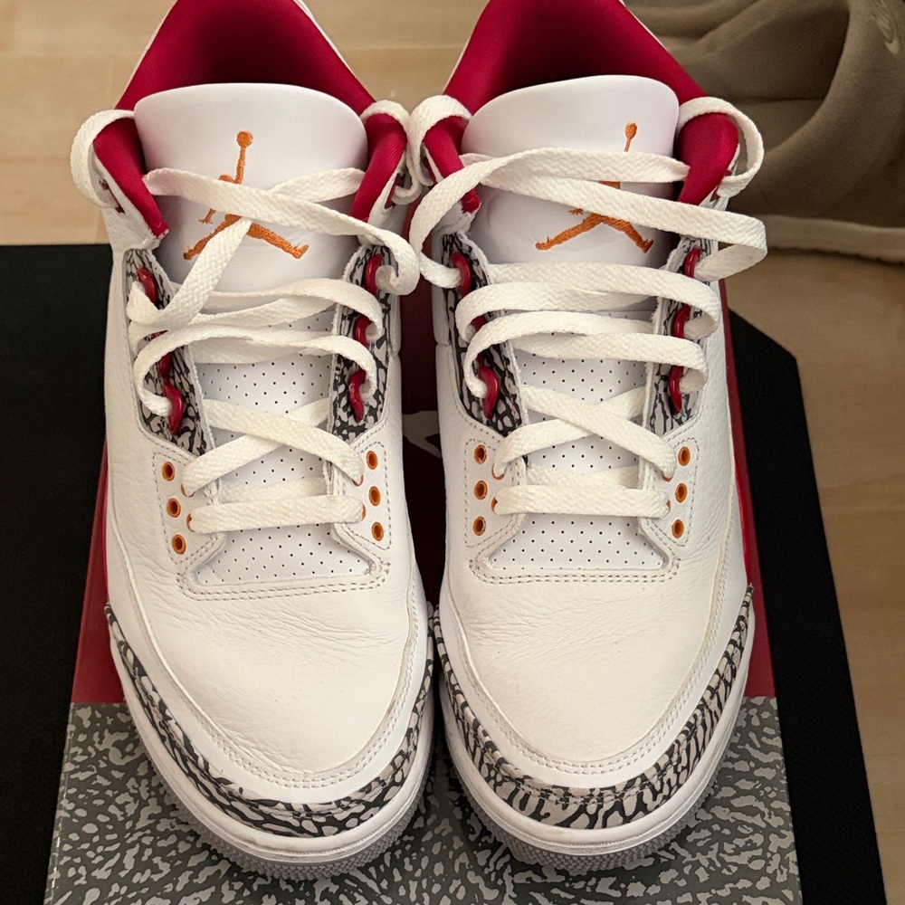 Jordan 3 White and Red Sneakers